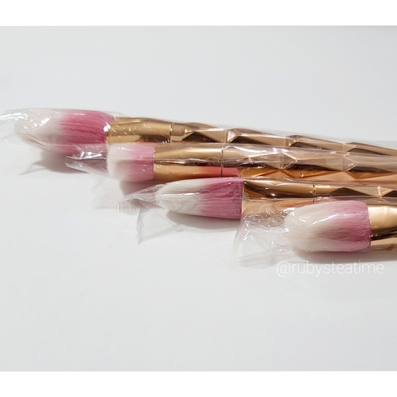 🦄 Unicorn Makeup Brush Set, Rosegold Handles, Pink & White, New in Orig Wrapper - Picture 3 of 5